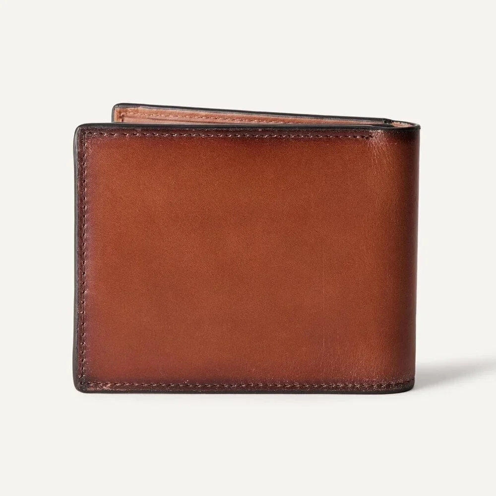 Men's Leather Classic Dark Tan Bifold Wallet 8 Card Slip Pockets Design Style